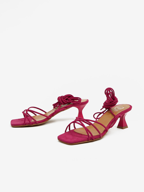 Ojju Dunkelrosa Damen-Wildleder-Sandalen mit Schnürsenkeln OJJU