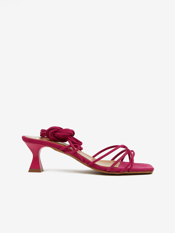 Ojju Dunkelrosa Damen-Wildleder-Sandalen mit Schnürsenkeln OJJU