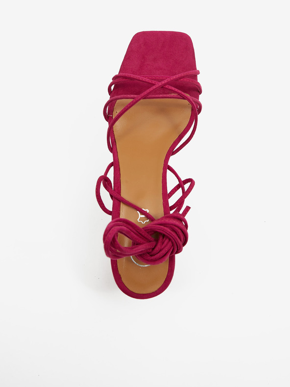 Ojju Dunkelrosa Damen-Wildleder-Sandalen mit Schnürsenkeln OJJU