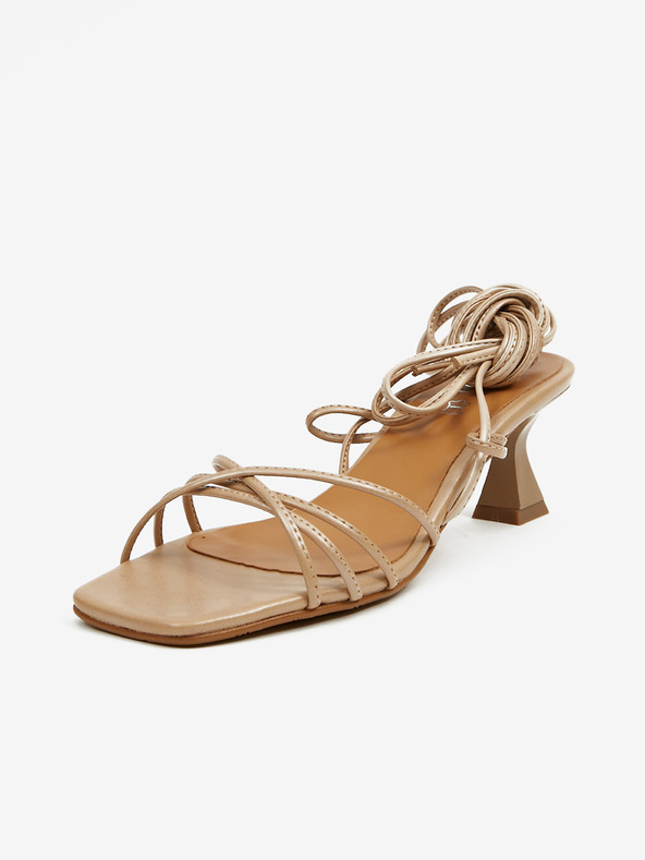 Ojju Beigefarbene Damen-Sandalen mit Schnürsenkeln OJJU