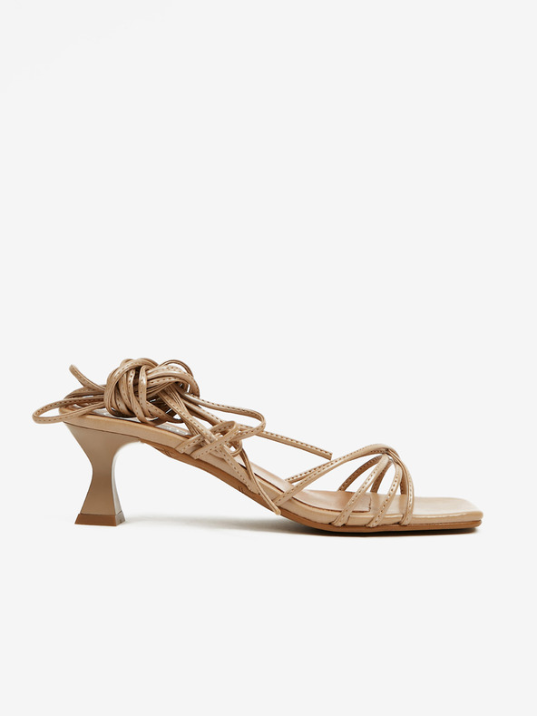 Ojju Beigefarbene Damen-Sandalen mit Schnürsenkeln OJJU