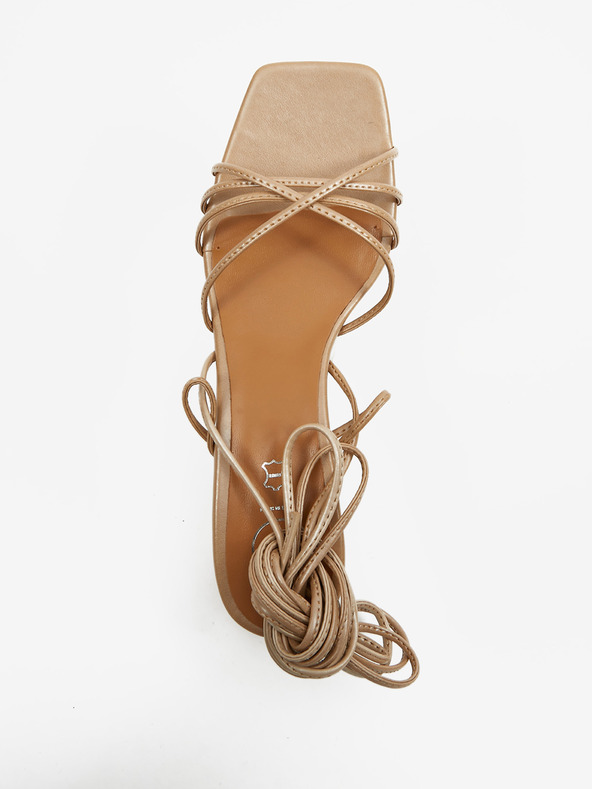 Ojju Beigefarbene Damen-Sandalen mit Schnürsenkeln OJJU