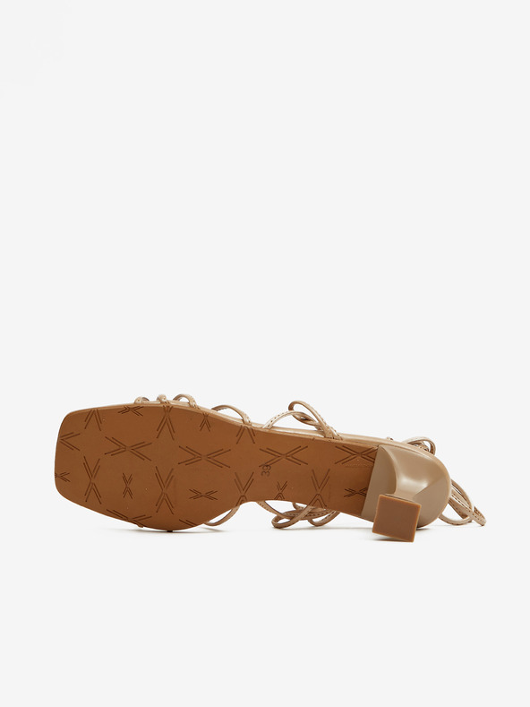 Ojju Beigefarbene Damen-Sandalen mit Schnürsenkeln OJJU