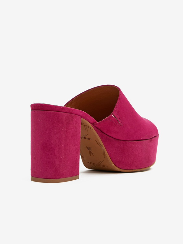 Ojju Dunkelrosa Damen-Wildleder-Slipper mit Absatz OJJU