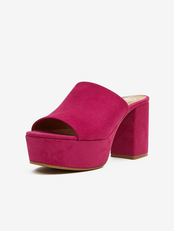 Ojju Dunkelrosa Damen-Wildleder-Slipper mit Absatz OJJU