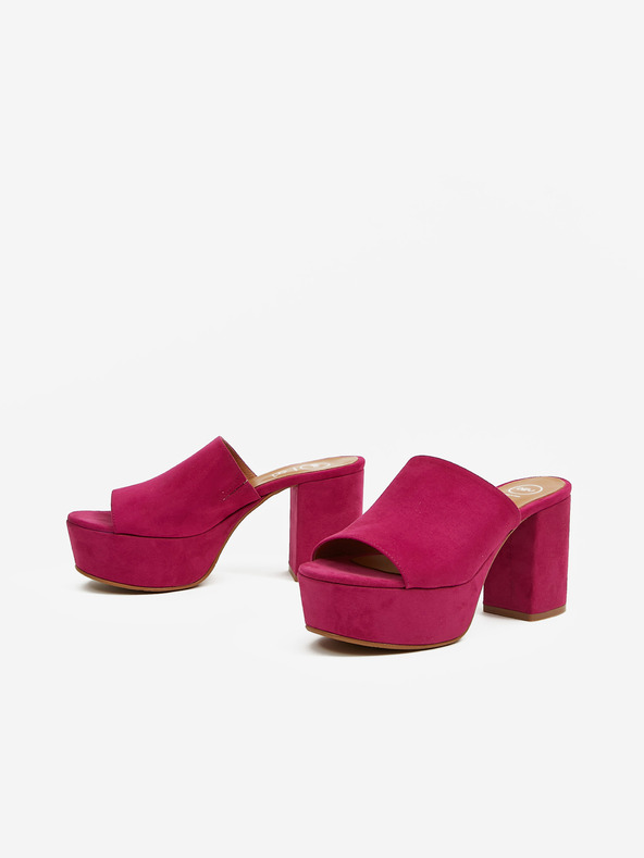 Ojju Dunkelrosa Damen-Wildleder-Slipper mit Absatz OJJU