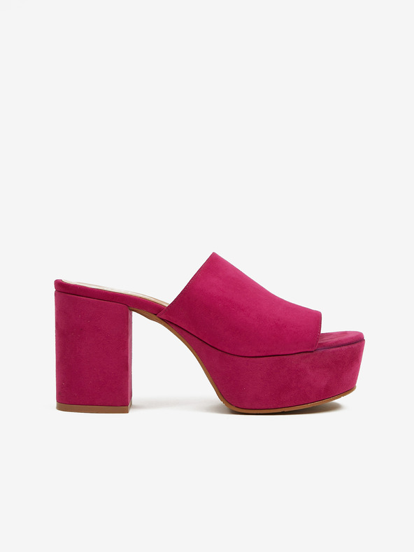 Ojju Dunkelrosa Damen-Wildleder-Slipper mit Absatz OJJU