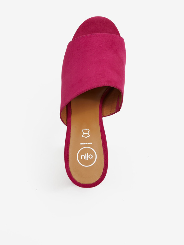 Ojju Dunkelrosa Damen-Wildleder-Slipper mit Absatz OJJU