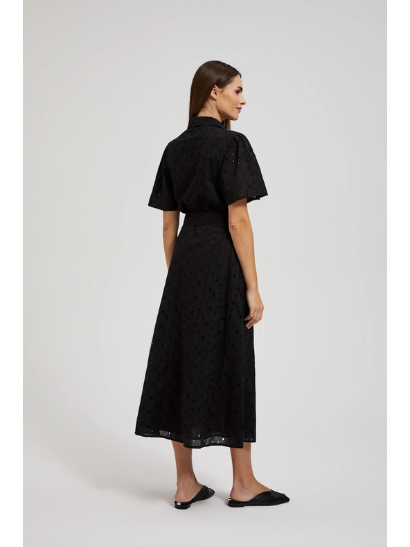 Moodo Schwarzes Hemdblusenkleid mit weiten Ärmeln