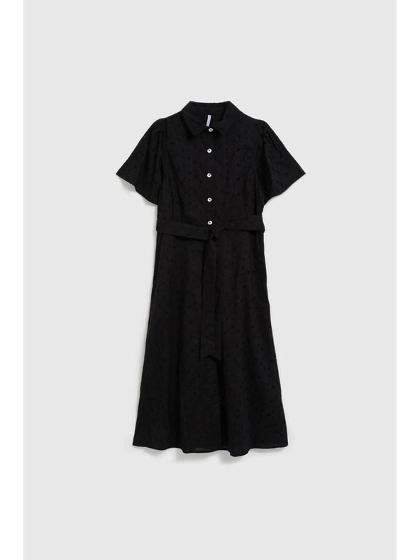 Moodo Schwarzes Hemdblusenkleid mit weiten Ärmeln