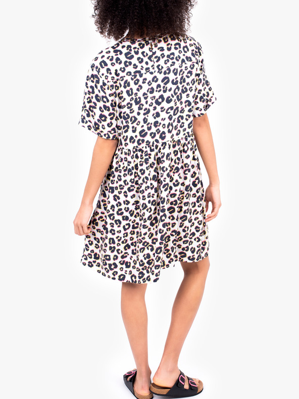 Brakeburn Weißes kurzes Damen-Kleid mit Tiermuster-Brakeburn