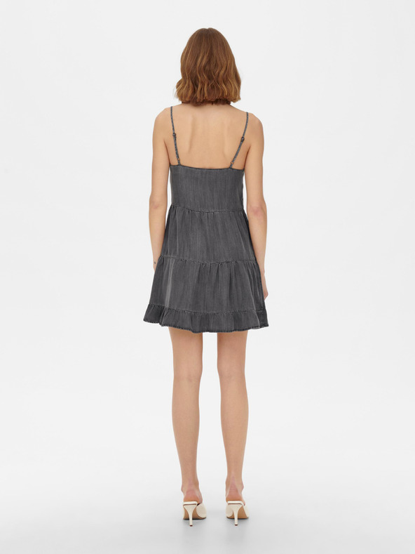 ONLY Dunkelgraues kurzes Kleid mit Riemchen ONLY Ragna