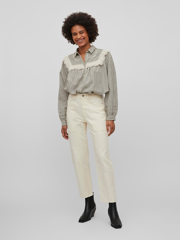 Vila Cremefarbene Damenjeans mit geradem Schnitt VILA Orys