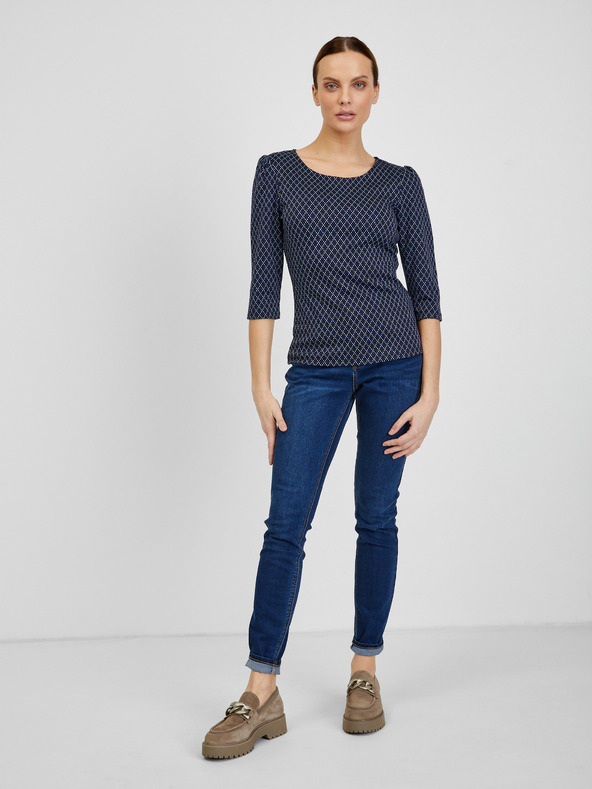 Orsay Dunkelblaues gemustertes Damen-T-Shirt ORSAY