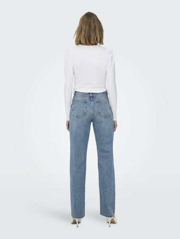 ONLY Blaue Straight-Fit-Jeans für Damen ONLY Riley