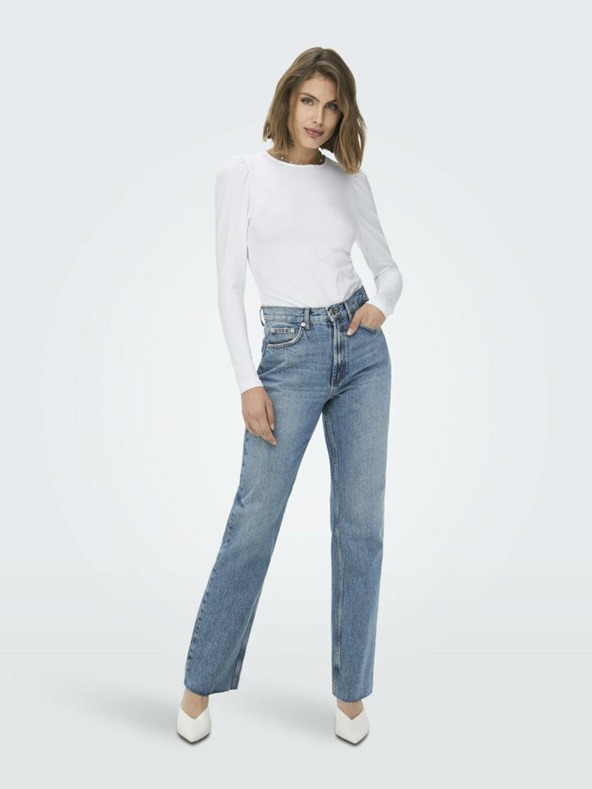 ONLY Blaue Straight-Fit-Jeans für Damen ONLY Riley