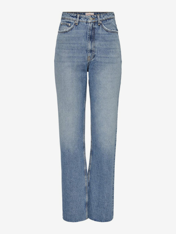 ONLY Blaue Straight-Fit-Jeans für Damen ONLY Riley