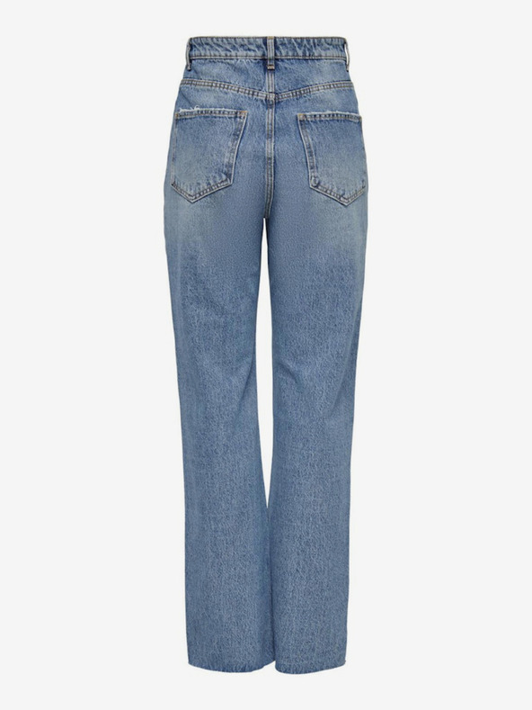 ONLY Blaue Straight-Fit-Jeans für Damen ONLY Riley