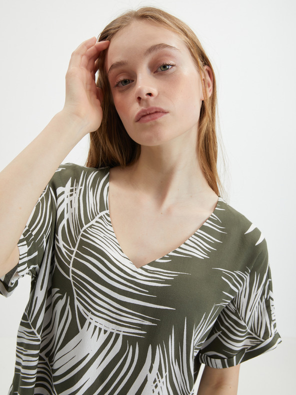 ONLY Khaki-gemusterte Bluse NUR Augustina