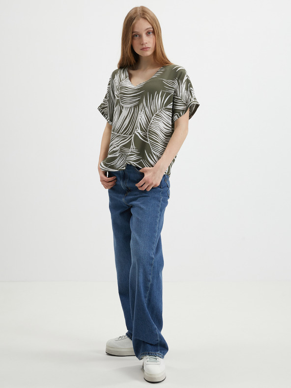 ONLY Khaki-gemusterte Bluse NUR Augustina