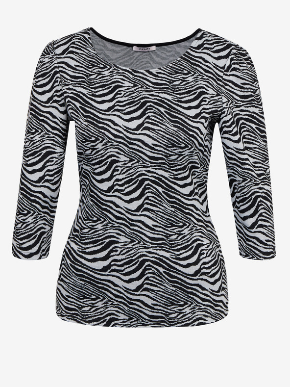 Orsay Weißes und schwarzes gemustertes Damen-T-Shirt ORSAY