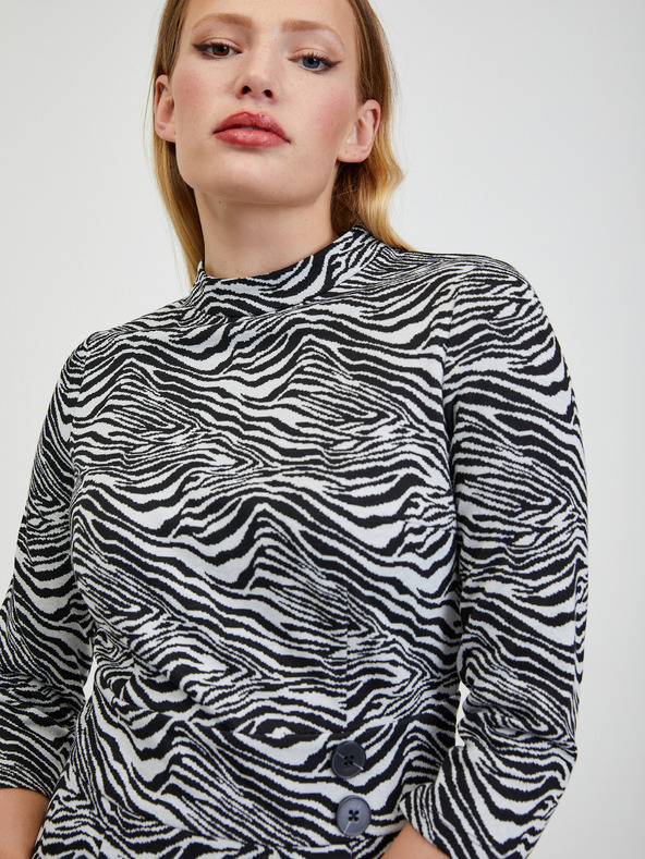 Orsay Schwarz-weißes gemustertes Damenkleid ORSAY