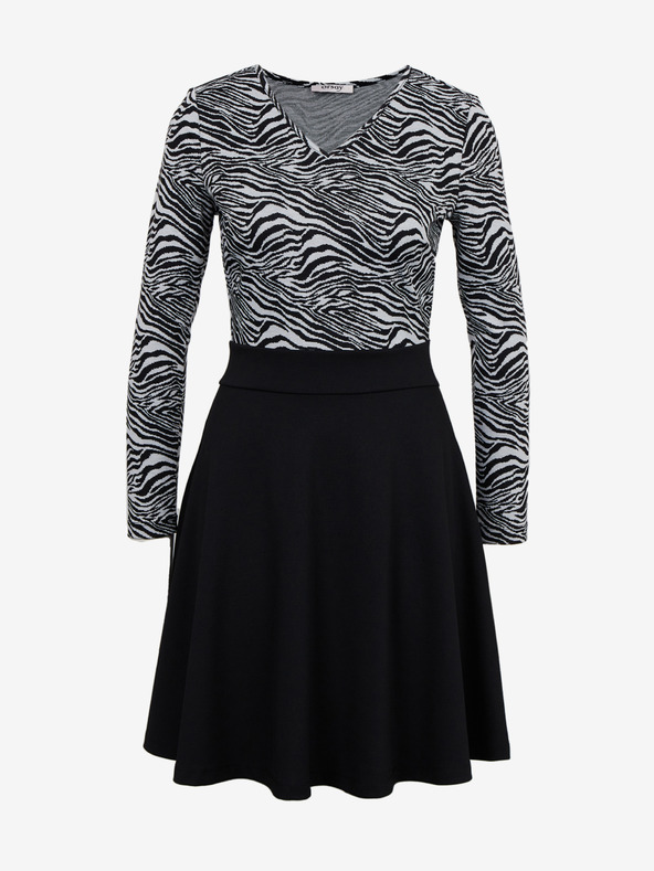 Orsay Weißes und schwarzes gemustertes Damenkleid ORSAY