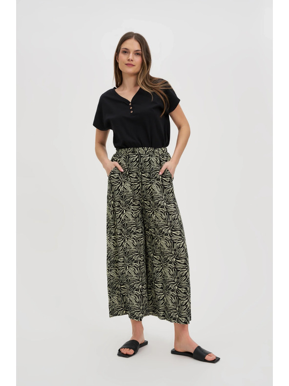 Moodo Schwarze Damenbluse mit Zierknöpfen