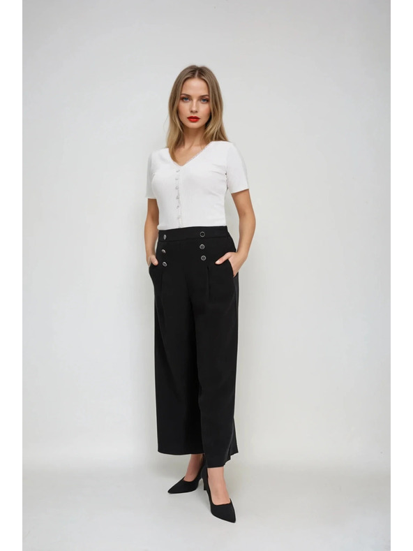 Moodo Weißes Damen-T-Shirt mit Knöpfen