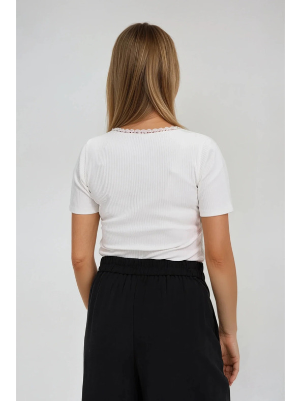 Moodo Weißes Damen-T-Shirt mit Knöpfen