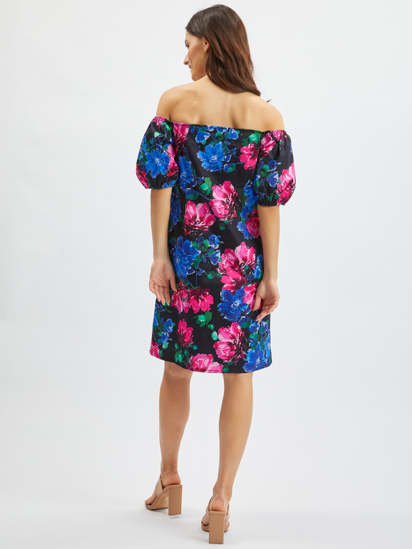 Orsay Rosa und schwarzes Damen-Blumenkleid ORSAY