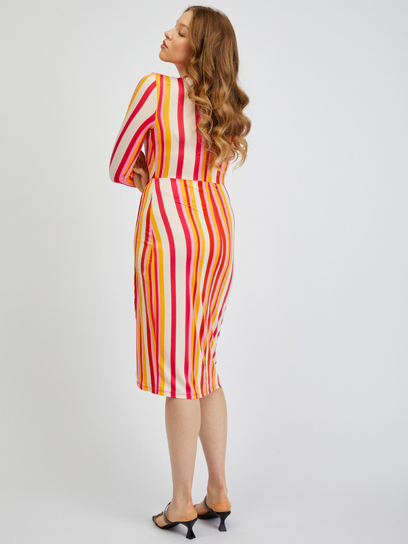 Orsay Rot und orange gestreiftes Damenkleid ORSAY