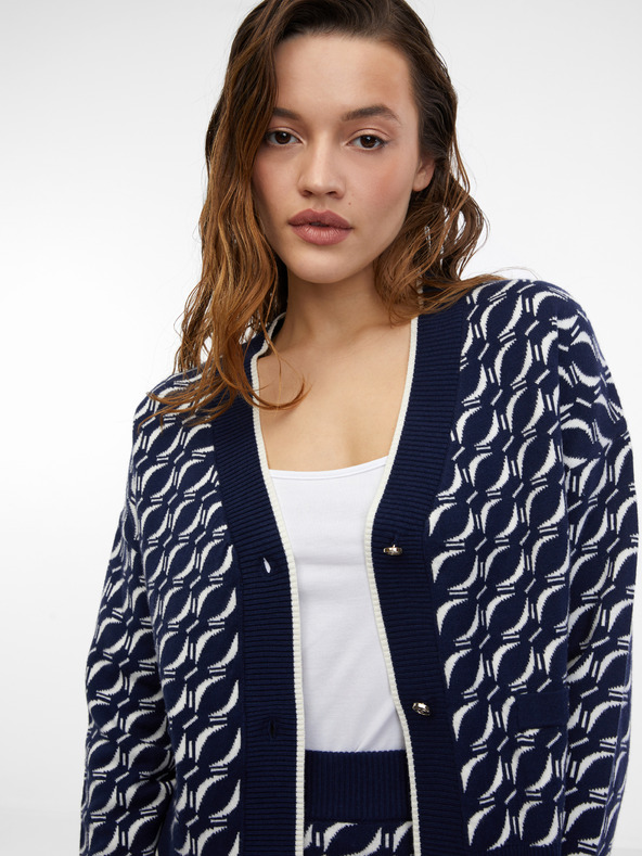 Orsay Dunkelblaue gemusterte Damen-Strickjacke ORSAY