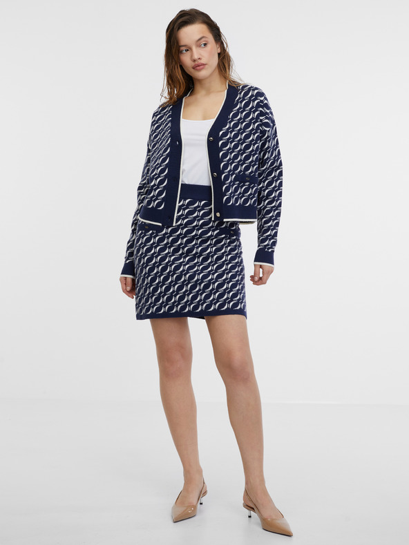 Orsay Dunkelblaue gemusterte Damen-Strickjacke ORSAY