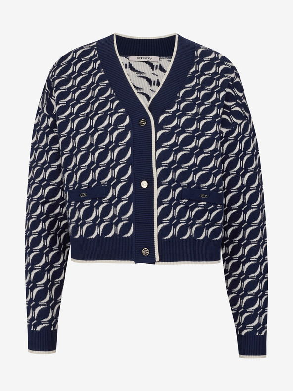 Orsay Dunkelblaue gemusterte Damen-Strickjacke ORSAY