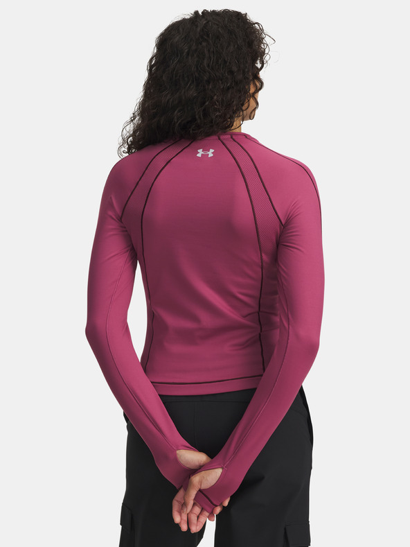 Under Armour Damen T-Shirt Under Armour UA ColdGear Textured Crew-RED