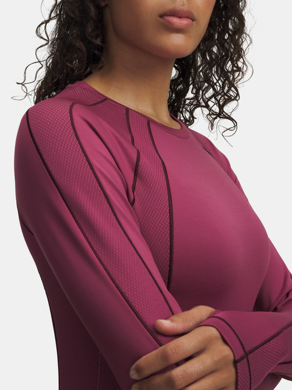 Under Armour Damen T-Shirt Under Armour UA ColdGear Textured Crew-RED