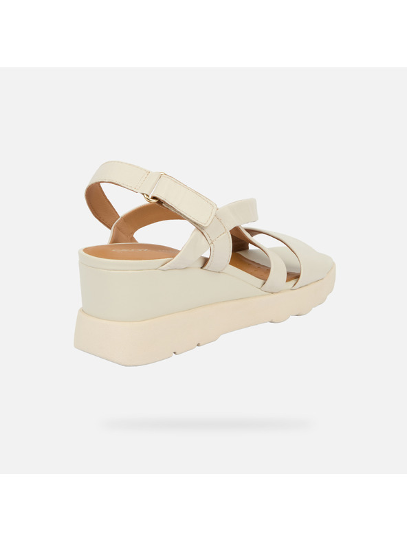 Geox Cremefarbene Damen-Keilschuhe Geox Spherica EC6