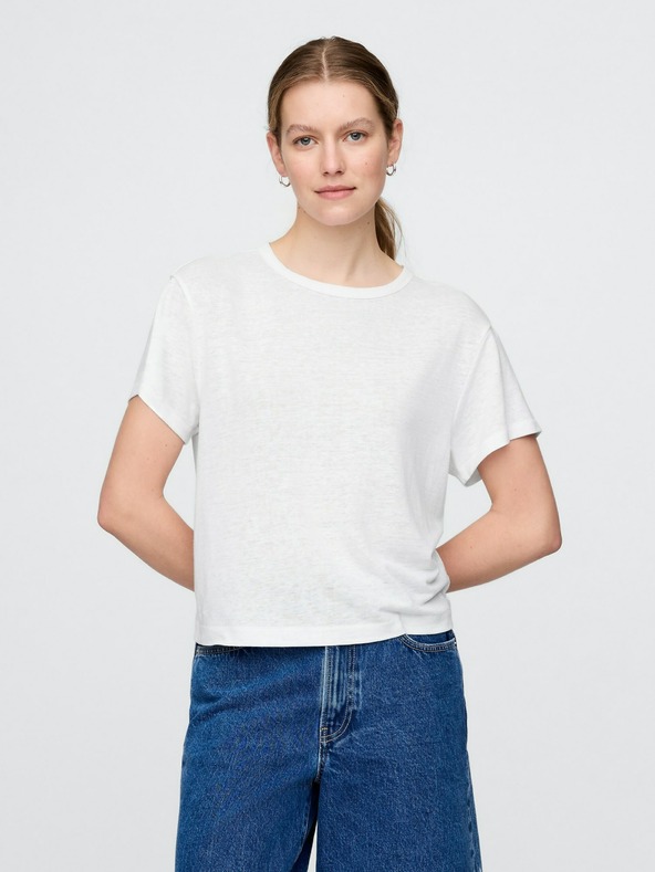GAP Damen-Crop-T-Shirt aus Leinen GAP