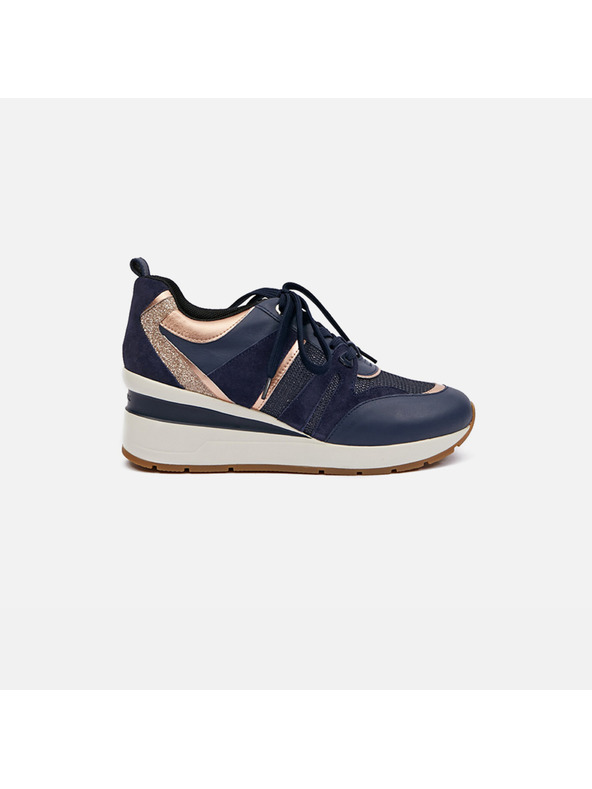 Geox Dunkelblau Damen Keil-Sneaker mit Leder Details Geox Zosma