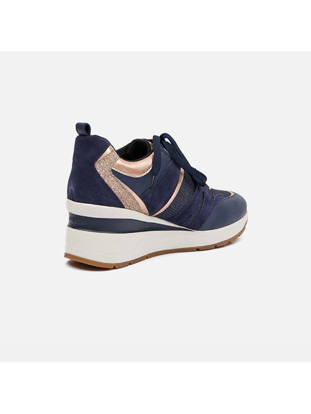 Geox Dunkelblau Damen Keil-Sneaker mit Leder Details Geox Zosma