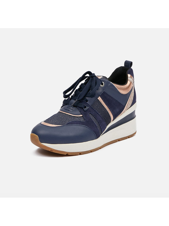 Geox Dunkelblau Damen Keil-Sneaker mit Leder Details Geox Zosma