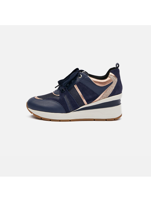 Geox Dunkelblau Damen Keil-Sneaker mit Leder Details Geox Zosma