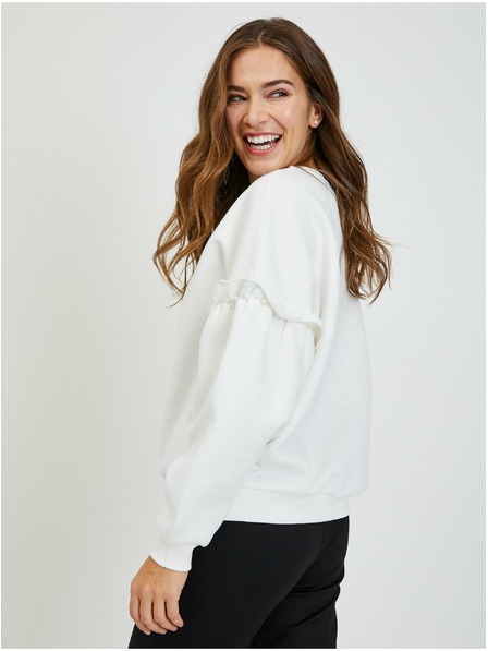 Orsay Weißes Damen Sweatshirt Oversize mit Ballonärmeln ORSAY