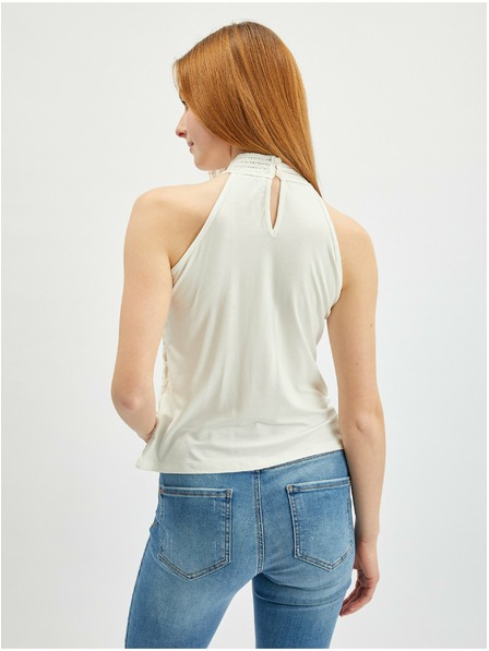 Orsay Cremefarbenes Damen-Spitzentop ORSAY