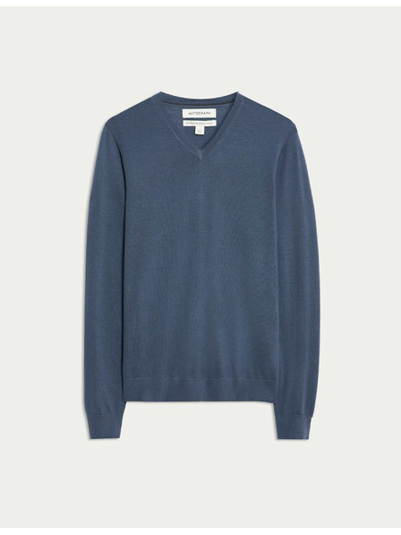 Marks & Spencer V-Ausschnitt Pullover aus reiner, besonders feiner Merinowolle von Marks & Spencer marineblau