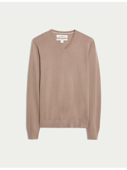 Marks & Spencer V-Ausschnitt Pullover aus reiner, besonders feiner Merinowolle von Marks & Spencer braun