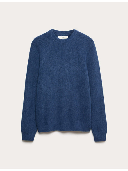 Marks & Spencer Gerippter Pullover mit Rundhals, aus extrem weicher Wollmischung Marks & Spencer navy