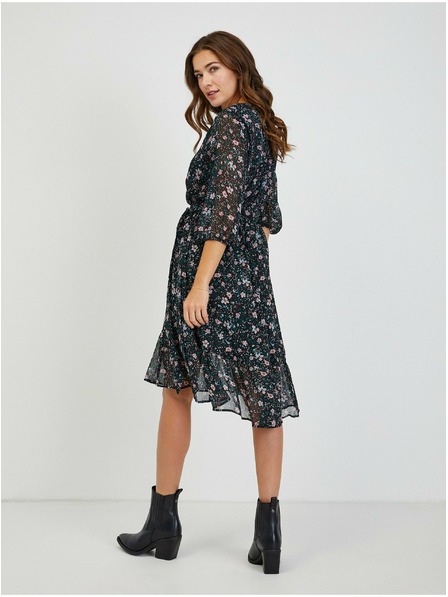 Orsay Schwarzes Damen-Blumenkleid mit Bindung ORSAY