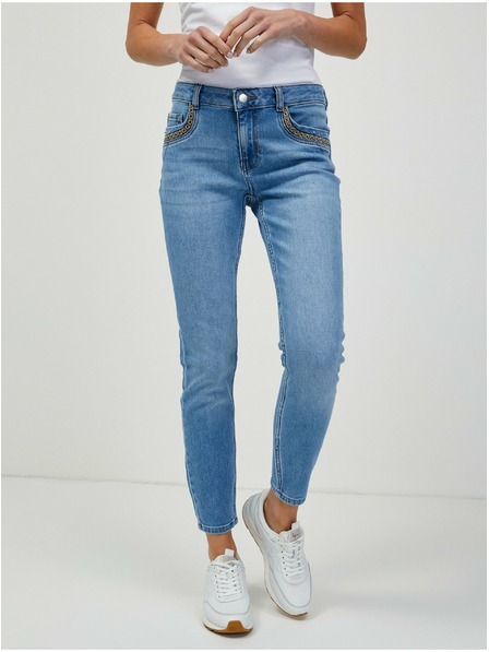Orsay Hellblaue abgeschnittene Skinny Fit Jeans ORSAY